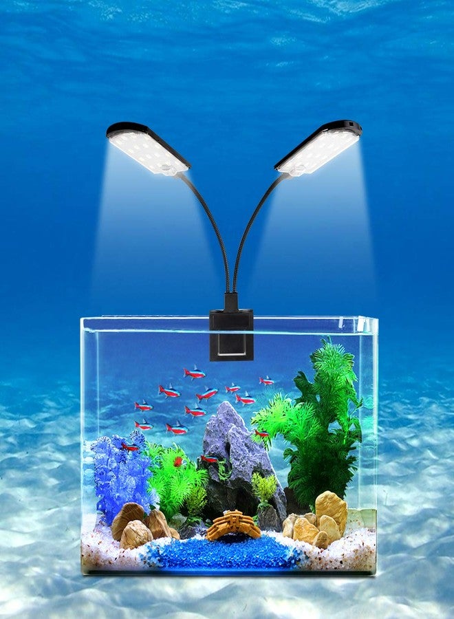 WEAVERBIRD Double Head Aquarium Fish Tank Light 15W 32 LED Aquarium Planted Clip Lamp 1600LM White LED Lighting for 8-15 Inch Fish Tank - Image 1